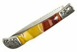 Pocket Knife With Mookaite Jasper Inlays & Matching Base #327599-1